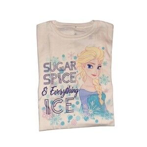 Disney Frozen Elsa T-shirt Sugar Spice Everything Ice Girls White Graphic T XL